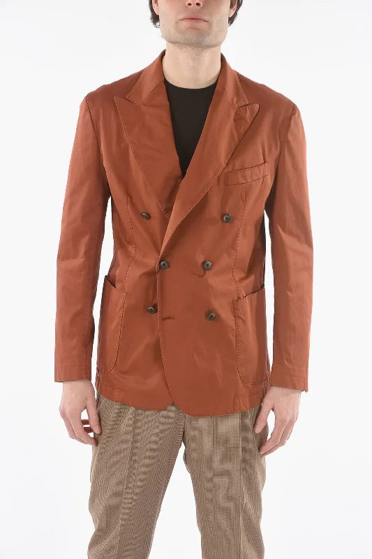 Corneliani CC COLLECTION Peak Lapel Cotton Double Breasted Jacket