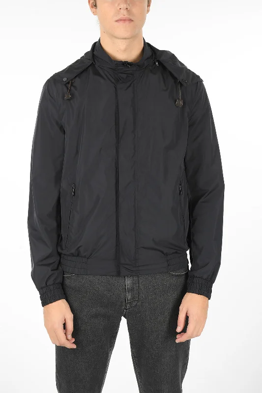 Corneliani CC COLLECTION Windbreaker Jacket with Removable Hood and Hid