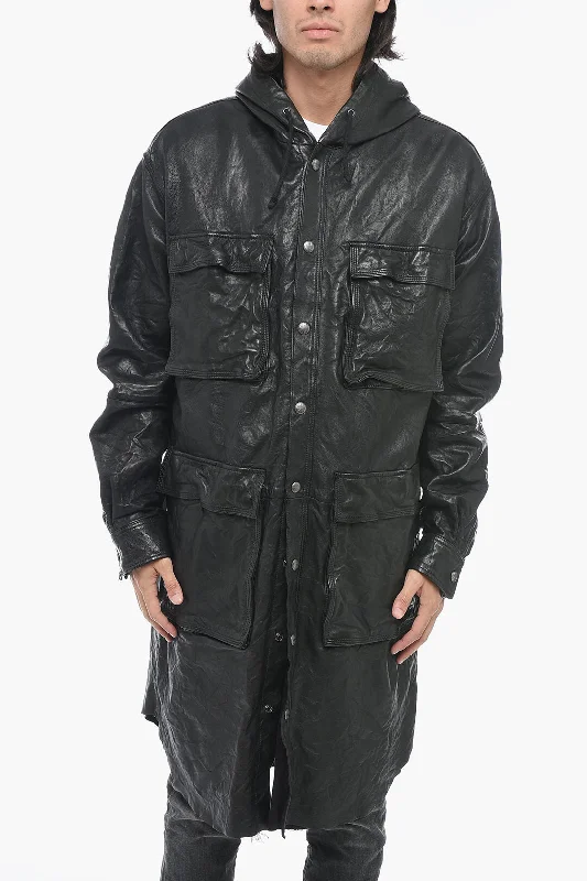 Diesel Leather L-BAT Jacket with Wrinked Effect