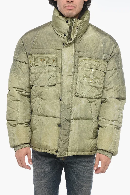 Diesel W-ROLFFUS Down Jacket with Trompe L' Oeil Print