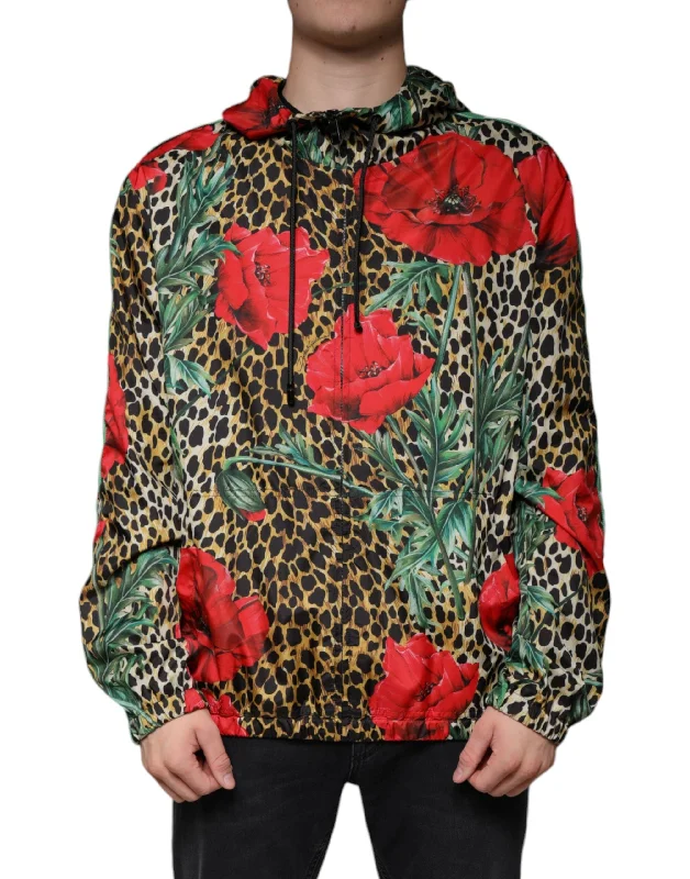 Dolce & Gabbana multi Leopard Floral Hooded Men's Jacket (Pre-Owned)