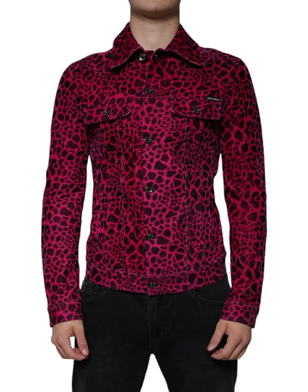 Dolce & Gabbana pink Leopard Button Down Colla Men's Jacket