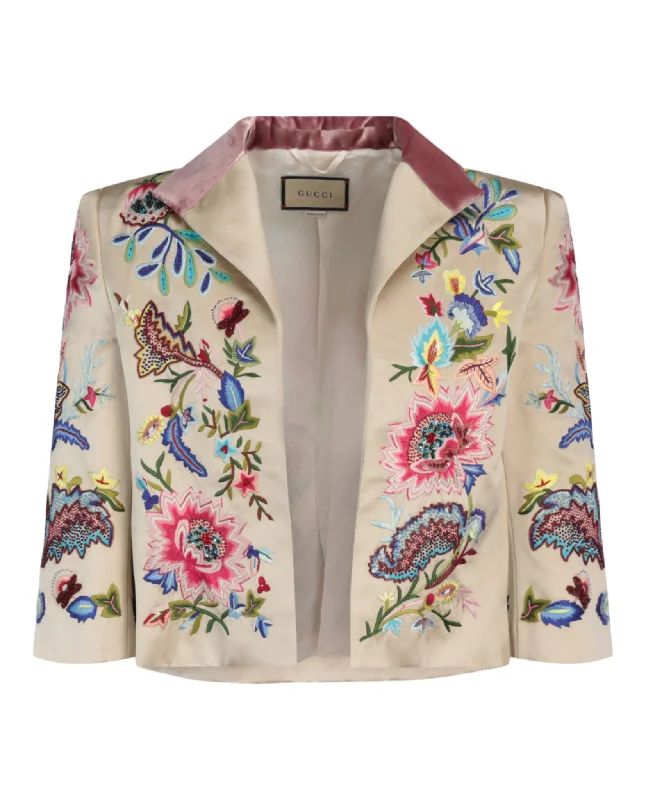 Embroidered Silk Duchess Jacket