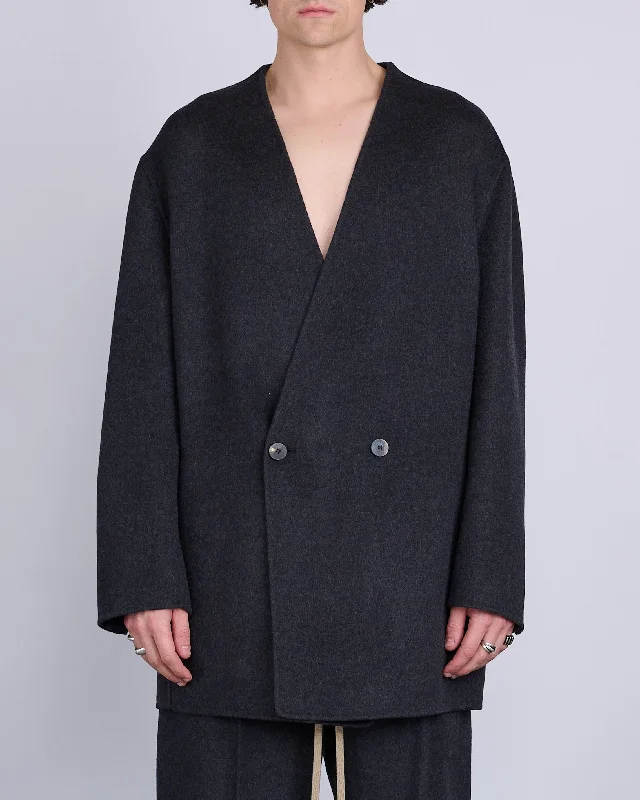 Fear of God Relaxed Lapelless Double Cashmere Blazer Melange Black