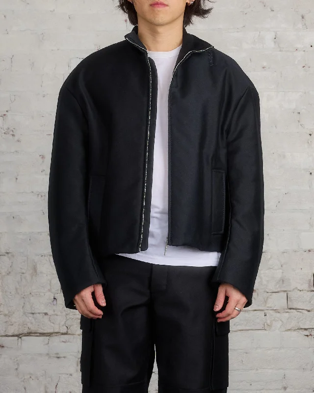 Marni Cropped Cocoon Moleskine Jacket Black