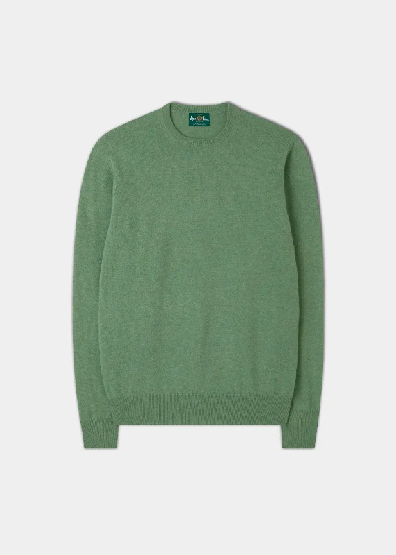 Men's Geelong Lambswool Crew Neck Jumper In Sage - Regular Fit