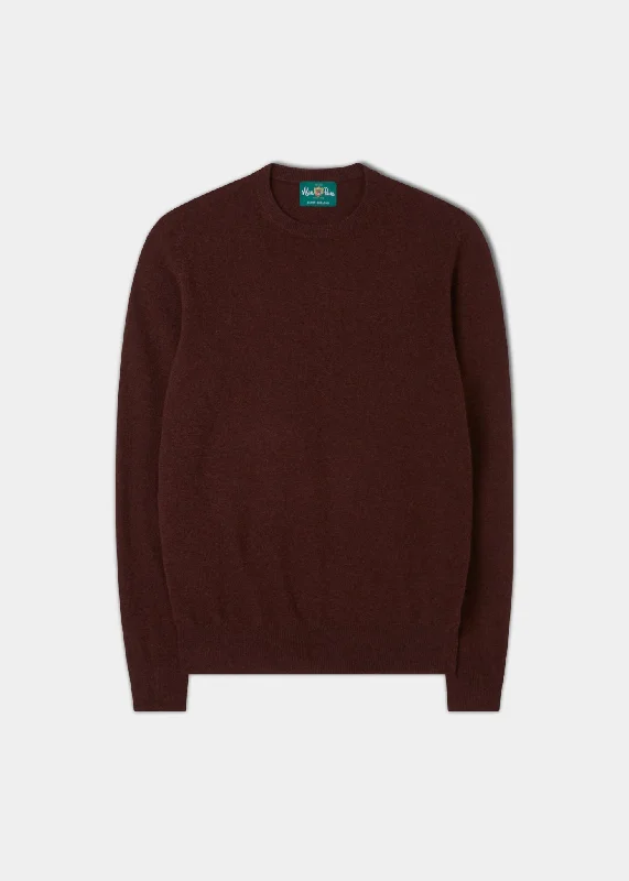 Men's Geelong Lambswool Crew Neck Jumper In Umber - Regular Fit