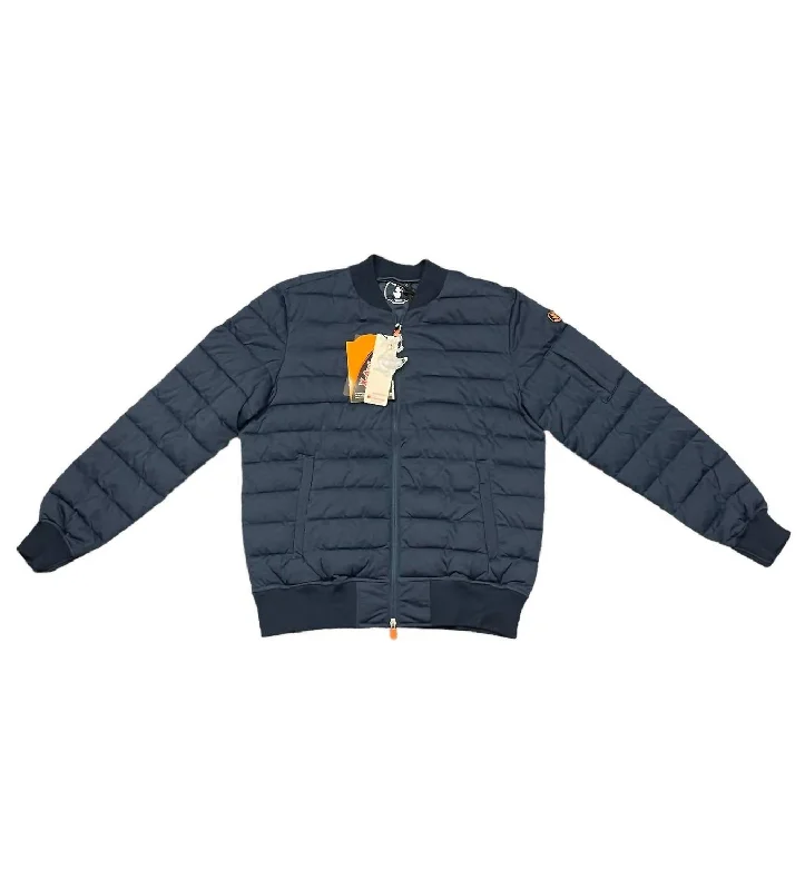 Men's Puffer Shirt Jacket In Navy Blue