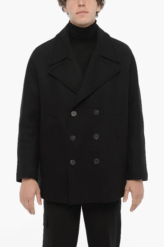 Neil Barrett Wool Blend Double Breasted Peacoat