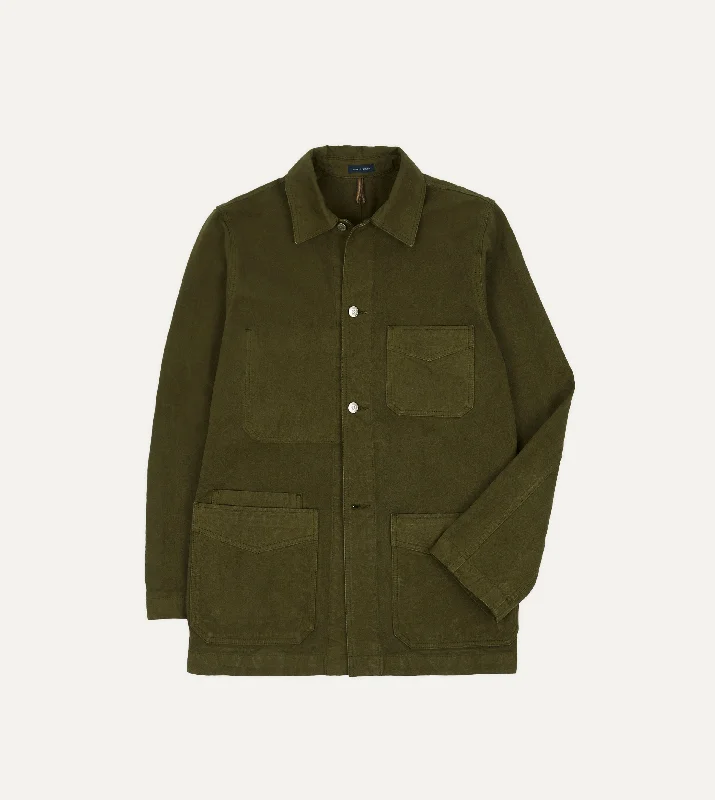 Olive Cotton Duck Canvas Five-Pocket Chore Jacket