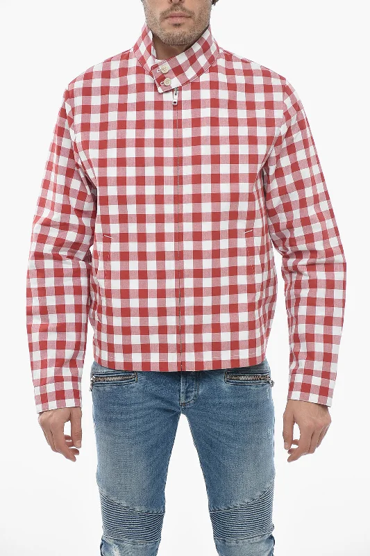 Prada Gingham Cotton Overshirt with Front Zip