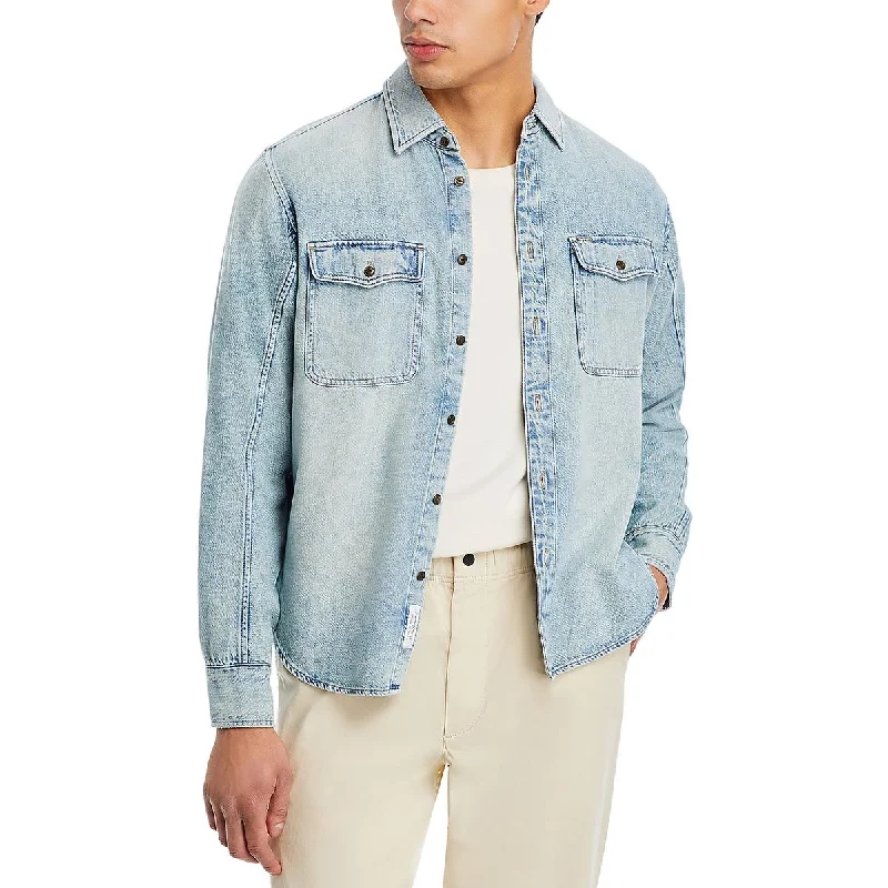 Rag & Bone Mens Cotton Blend Button Shirt Jacket