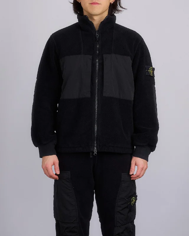 Stone Island Teddy Fleece Zip Jacket Black