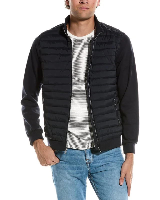 Tahari Quilted Mix Zip-Up Mock Neck Jacket