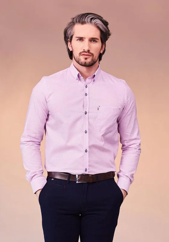 Andre Ian Long Sleeve Check Shirt, Pink