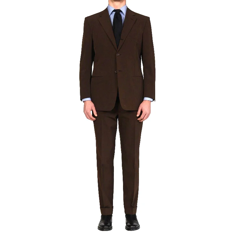 D'AVENZA Roma Handmade Brown Polyester Suit EU 52 NEW US 42