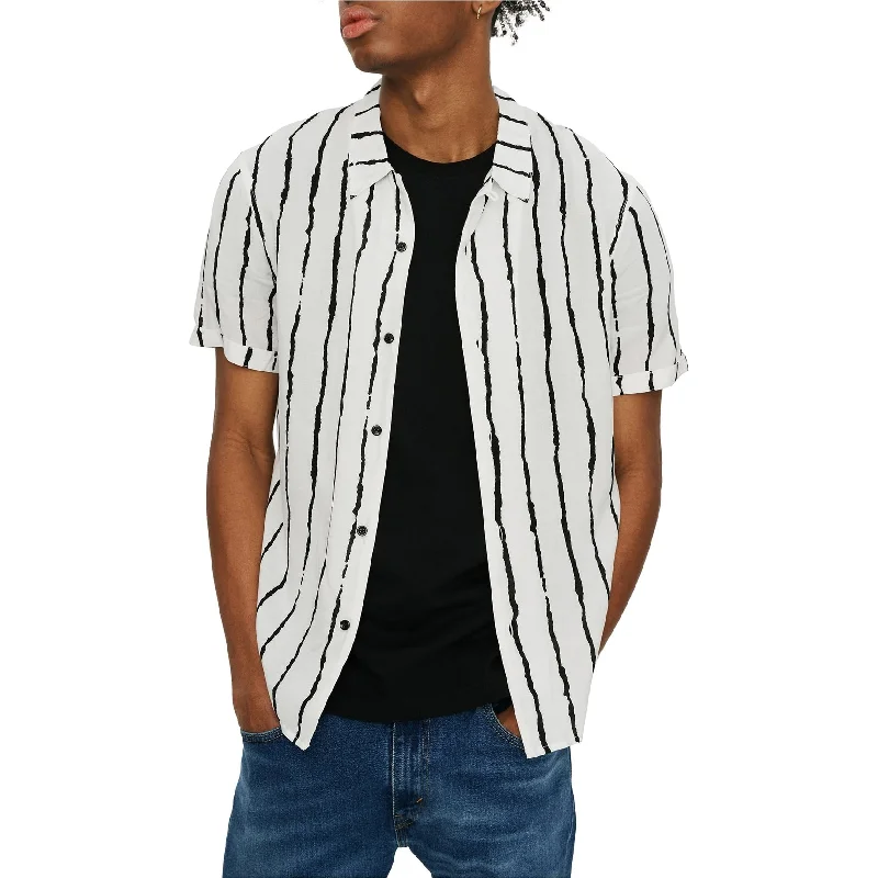 Elevenparis Mens Striped Button Up Shirt