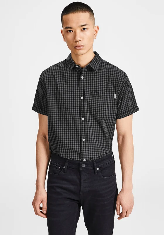 Jack & Jones Alex Gingham Shirt, Asphalt Grey