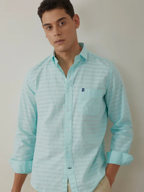 Pastel Blue Striped Shirt