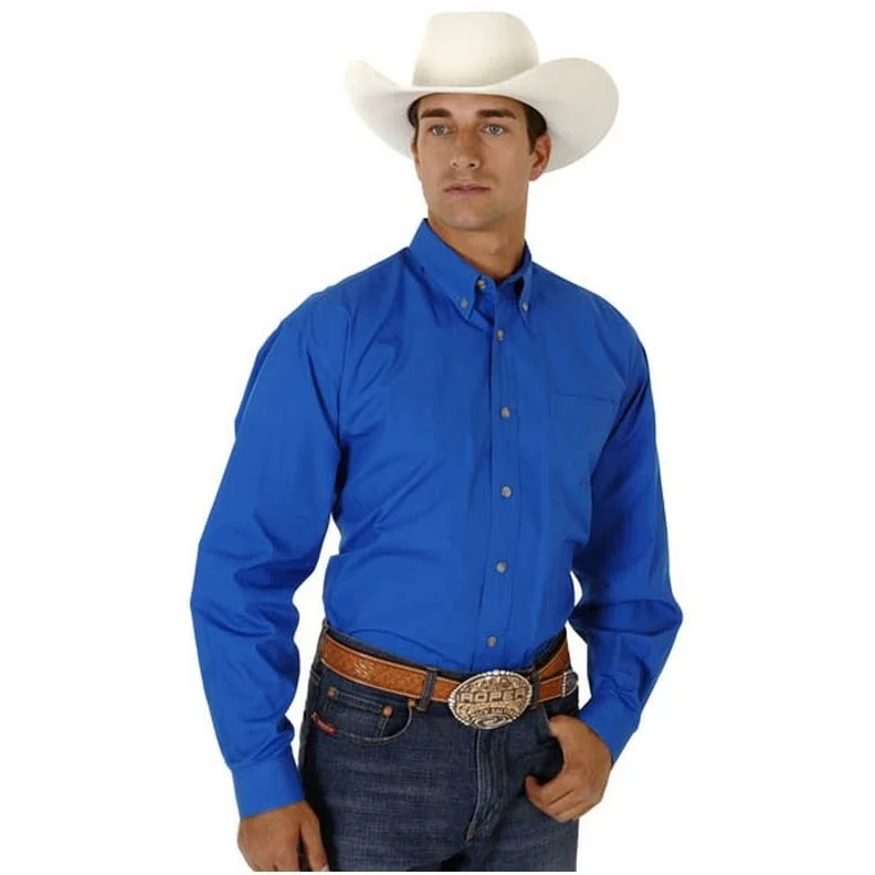 Roper Western Shirt Mens L/S Button Solid Royal 03-001-0366-0031 RY