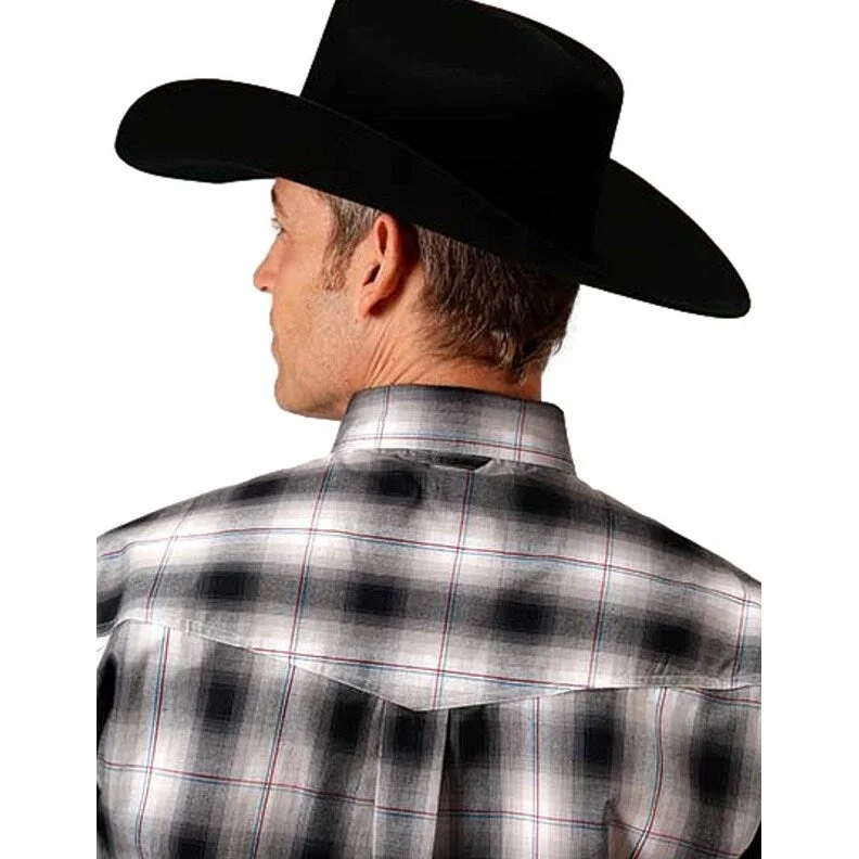 Roper Western Shirt Mens L/S Plaid Button Black 03-001-0378-1043 BL