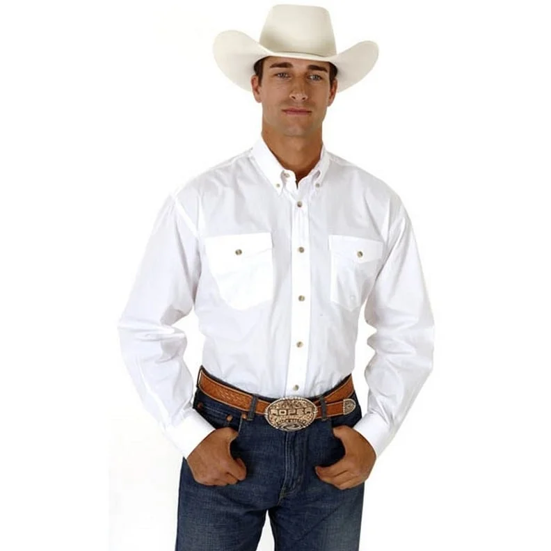 Roper Western Shirt Mens L/S Tall Button White 03-001-0665-0025 WH