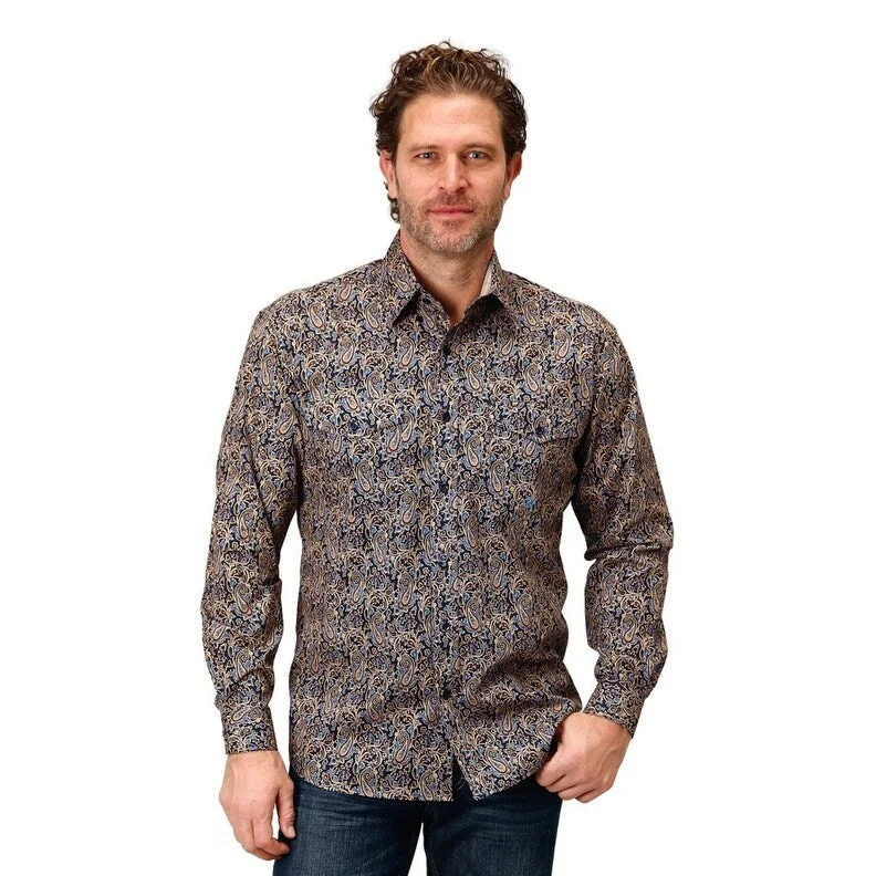 Roper Western Shirt Mens L/S Vintage Paisley Blue 03-001-0325-1005 BU