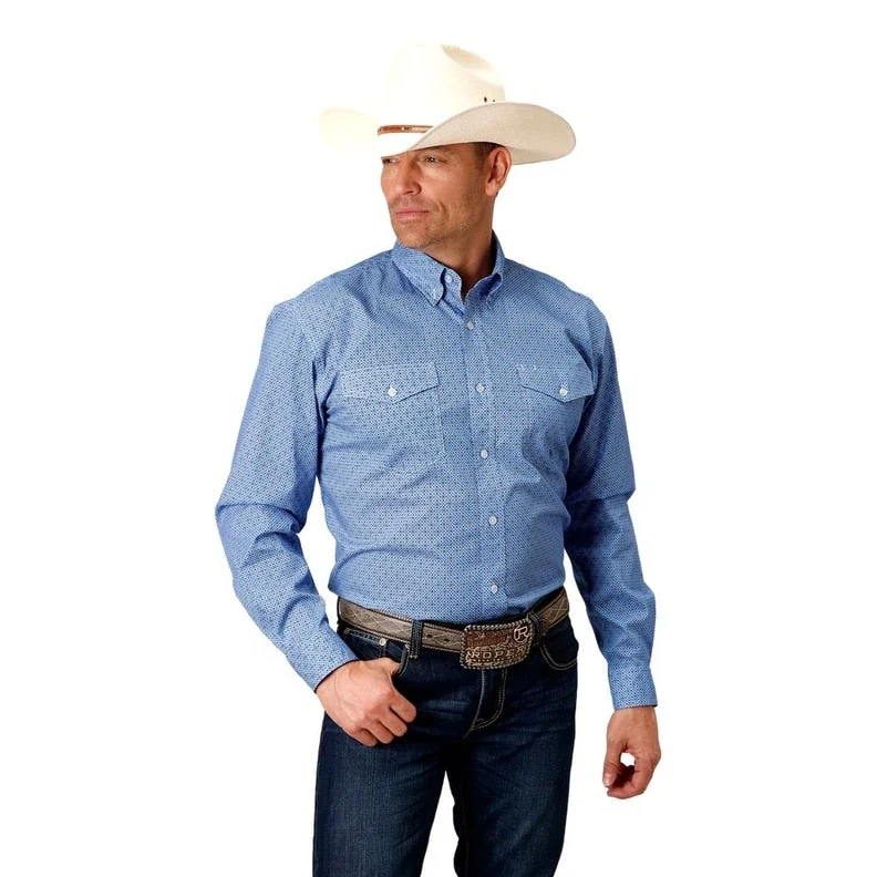 Roper Western Shirt Mens Long Sleeve Foulard Blue 03-001-0325-4019 BU