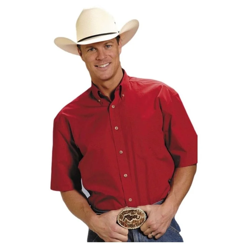 Roper Western Shirt Mens S/S Button Solid Red 03-002-0366-0022 RE