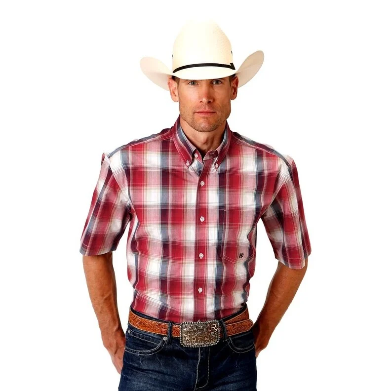 Roper Western Shirt Mens S/S Down Apple Plaid Red 03-002-0379-4049 RE