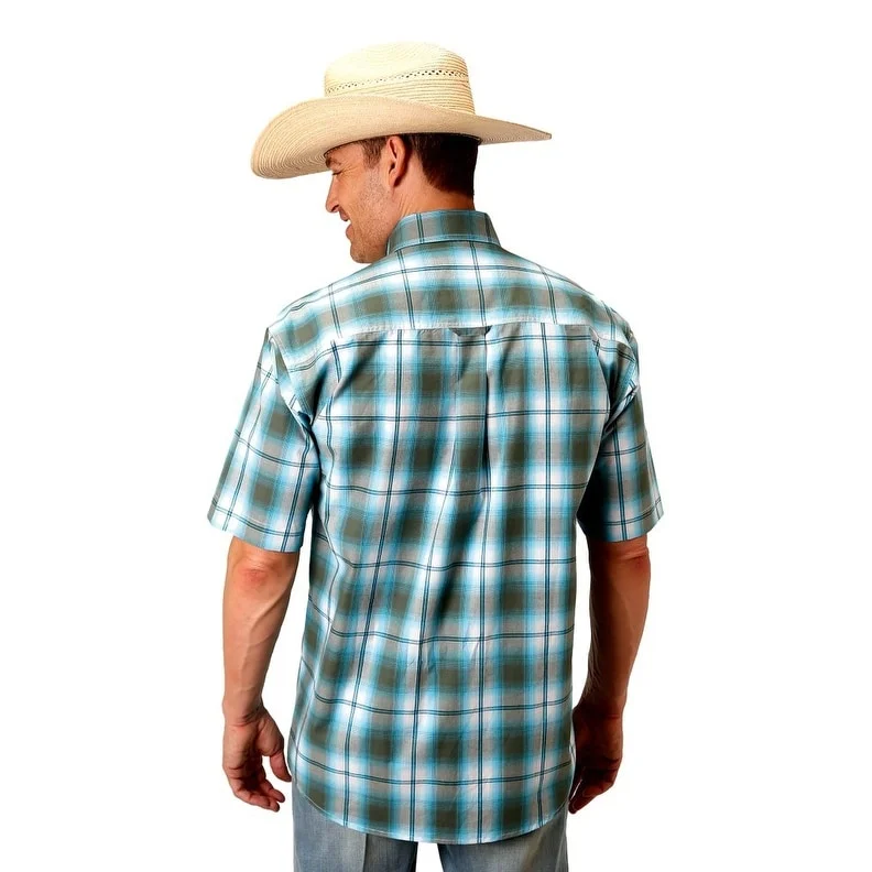 Roper Western Shirt Mens S/S Meadow Plaid Green 03-002-0379-5014 GR