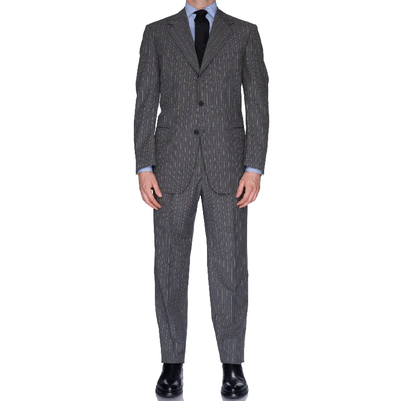 SARTORIA CASTANGIA Gray Striped Wool Business Suit EU 52 NEW US 42