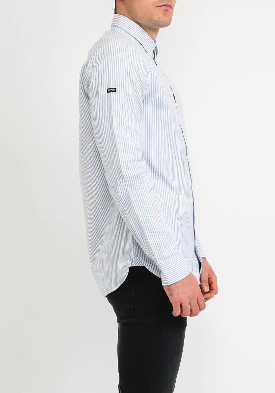 Superdry Classic University Oxford Micro Shirt, Blue Stripe