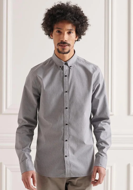 Superdry Classic University Oxford Micro Shirt, Gingham Black