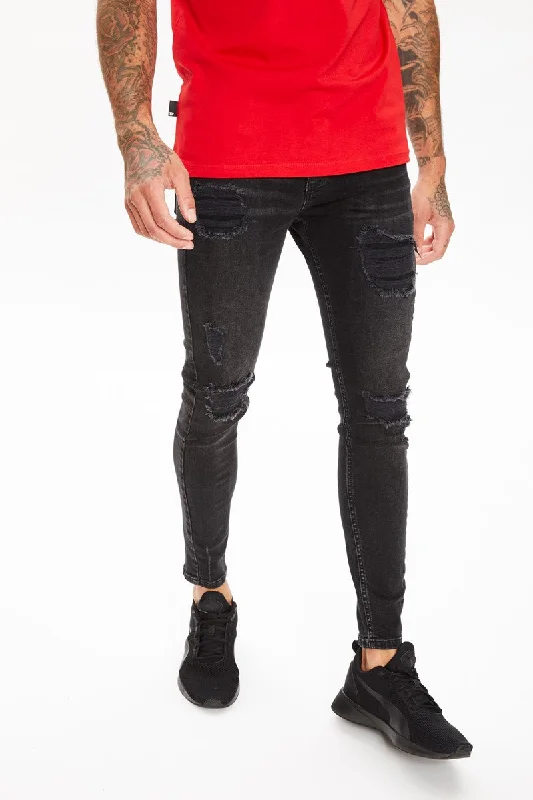 Sustainable Distressed Jeans Skinny Fit - Washed Black