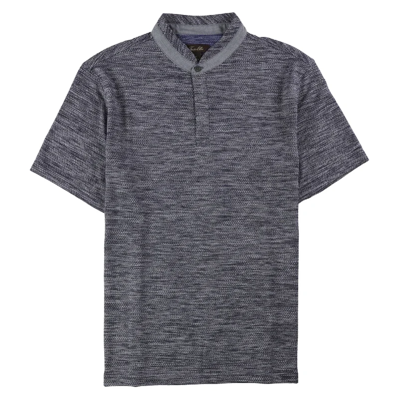 Tasso Elba Mens Heathered Henley Shirt, Blue, Small