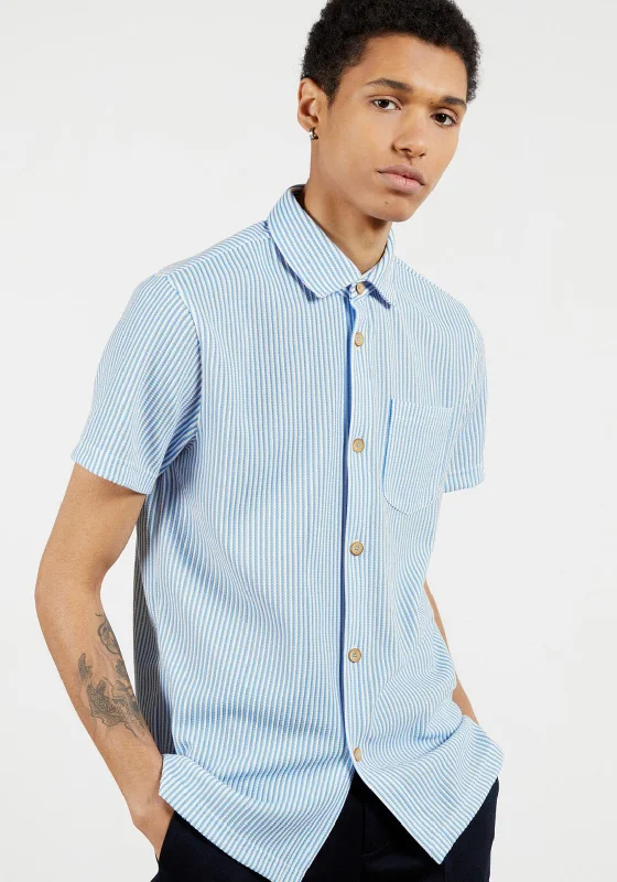 Ted Baker Ramenn Vertical Stripe Jersey Shirt, Blue