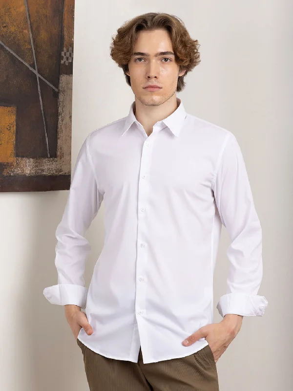 White Cotton Stretch  Shirt