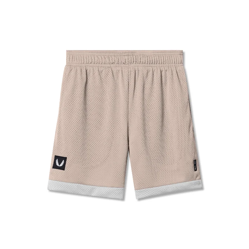 0795. SilverPlus™ Mesh Reversible Short  - Beige/White