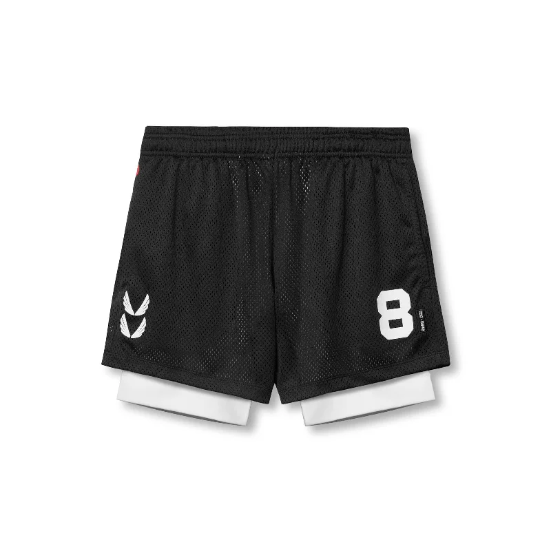 0848. SilverPlus™ Mesh 5" Liner Short - Black/White