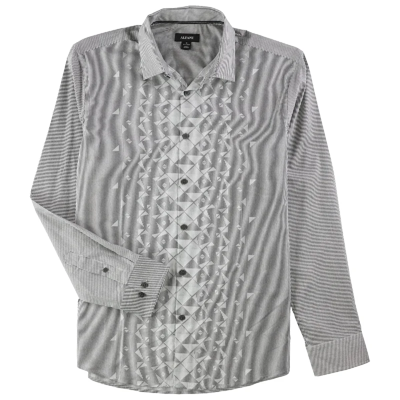 Alfani Mens Striped Button Up Shirt