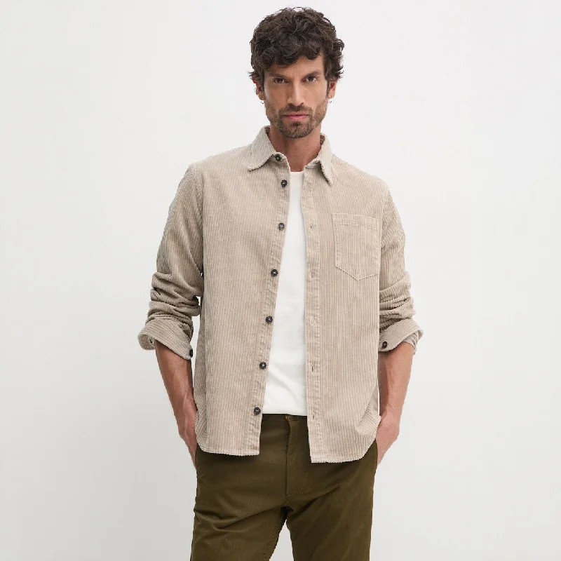 Beige Cotton-Stretch Corduroy Overshirt w/ Moon Badge - Paul & Shark