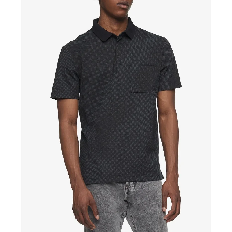 Calvin Klein Men's Dot Print Pocket Polo Shirt Black Size XX-Large