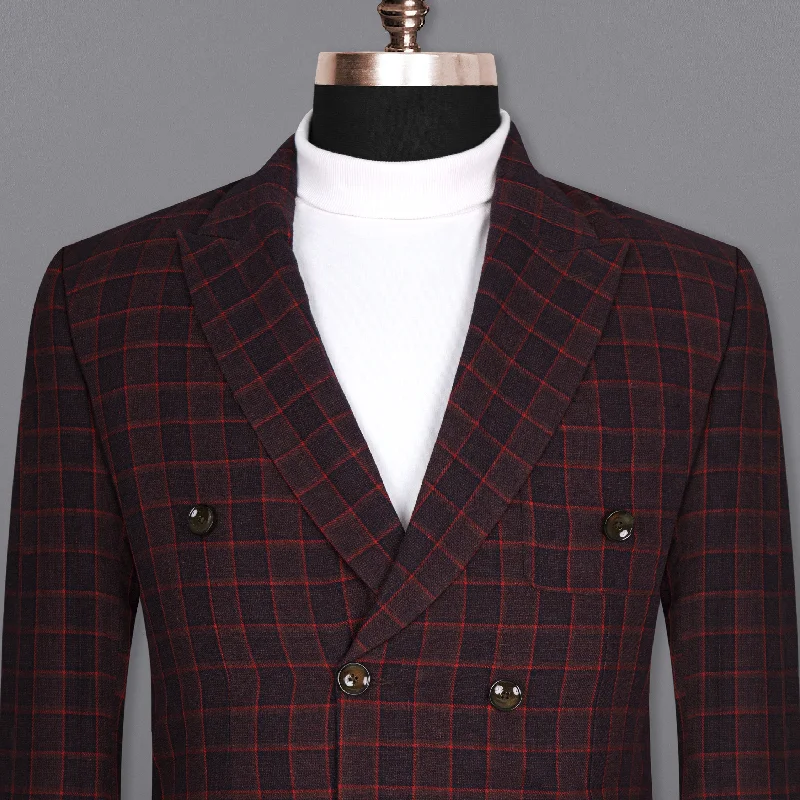 Castro and Well-Read windowpane Double Breasted Premium Cotton Blazer