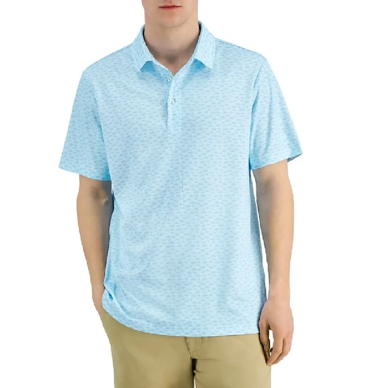 Club Room Men's Fish Print Polo Shirt Blue Size XX-Large