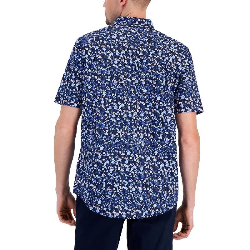 Club Room Men's Floral Print Shirt Blue Size Medium