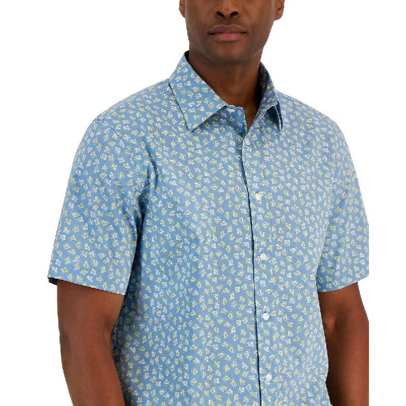 Club Room Men's Geo Print Shirt Blue Size Small