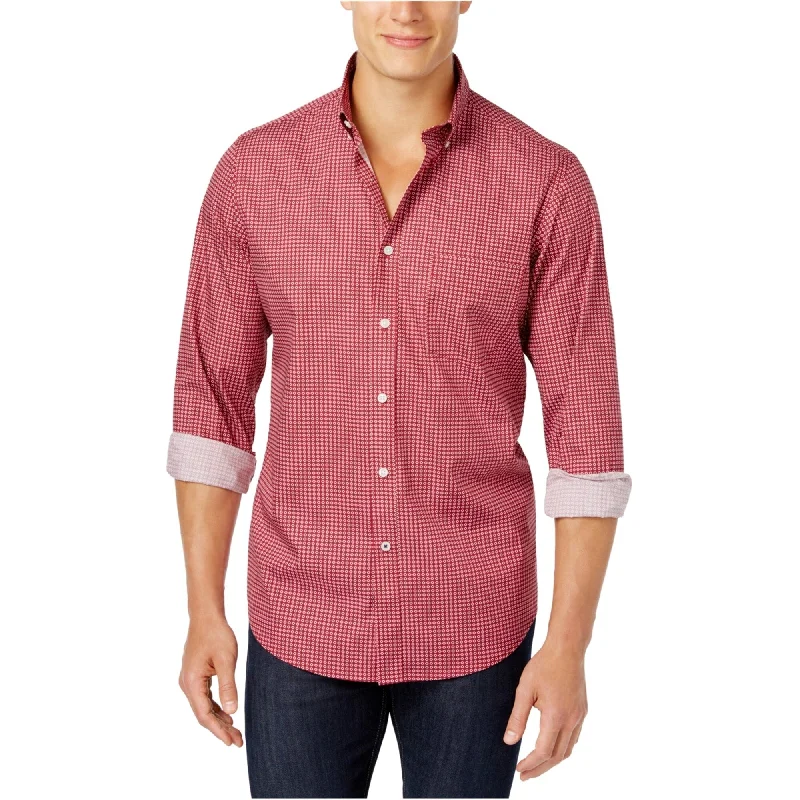 Club Room Mens Micro-Diamond Button Up Shirt, Red, Small