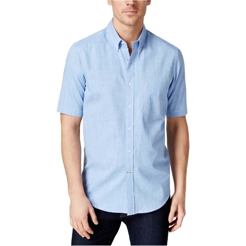 Club Room Mens Mirco-Check Button Up Shirt