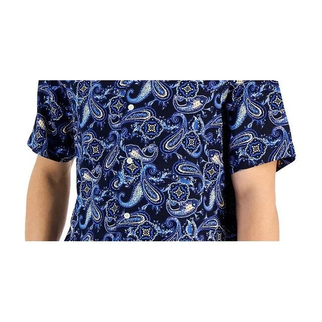 Club Room Men's Paisley Medallion Shirt Blue Size Small